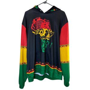 Vibrant Afrocentric Hoodie with Bold Tribal Design - Unisex 2XL - Lightweight